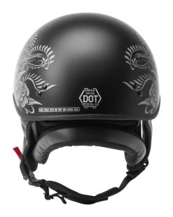 GMax HH65 Rose Naked Helmet 5 GMax HH65 Rose Naked Helmet -Moto Gear Shop g max hh65 naked rose helmet black silver 2