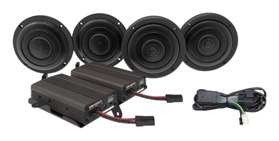 Wild Boar By Hogtunes Front & Rear Speakers & 600 Watt Amp Kit For Harley Touring 2014-2022 1 Wild Boar By Hogtunes Front & Rear Speakers & 600 Watt Amp Kit For Harley Touring 2014-2022